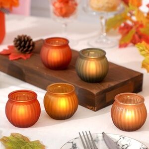 24 Piece Pumpkin Votive Candle Holder Set for Table Centerpiece, Fall Home Decor